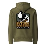 Duck Worx Supply Badge Hoodie in Army, back view