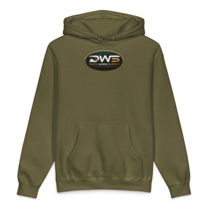 Duck Worx Supply Badge Hoodie in Army, front view