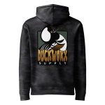 Duck Worx Supply Badge Hoodie in Black Camo, back view
