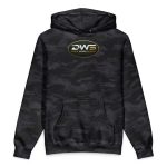 Duck Worx Supply Badge Hoodie in Black Camo, front view