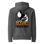 Duck Worx Supply Badge Hoodie in Charcoal Solid, back view